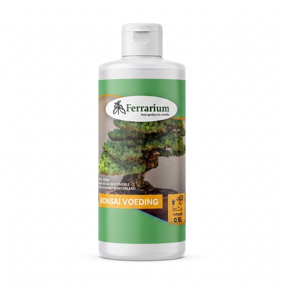 Ferrarium Bonsai plantenvoeding 500ml - Gemaakt door sociale werkplaats - 100% Vegan - 100% Gemaakt in Nederland - plantenvoeding voor bonsai boompjes