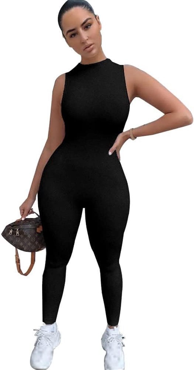 Elegante Dames Jumpsuit zonder Mouwen met Staande Kraag voor Zomer, Sport en Yoga - Slim Fit One Piece Romper voor Casual en Fitness Gebruik