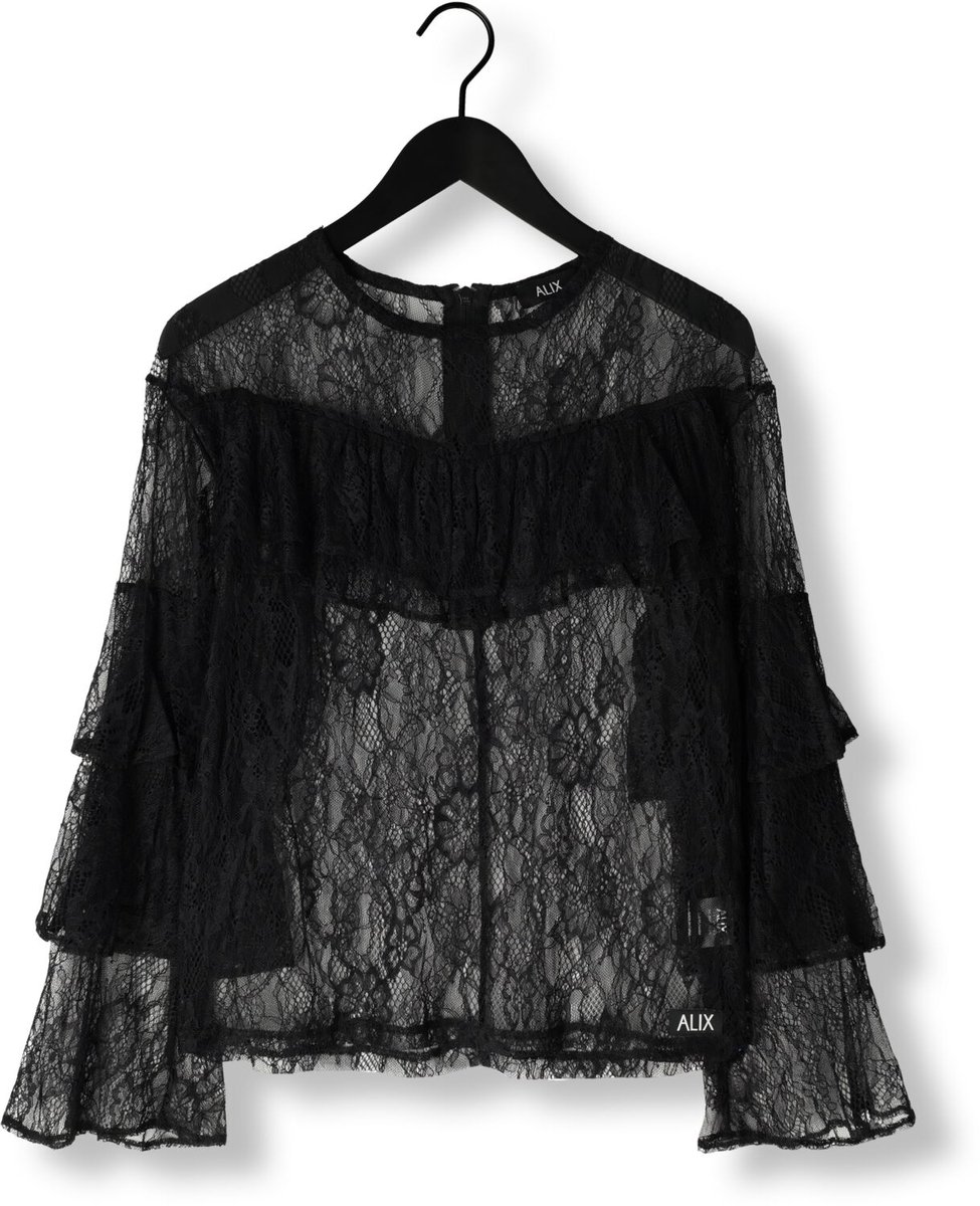 Alix The Label Ruffle Lace Top Blouses Dames - Zwart - Maat M