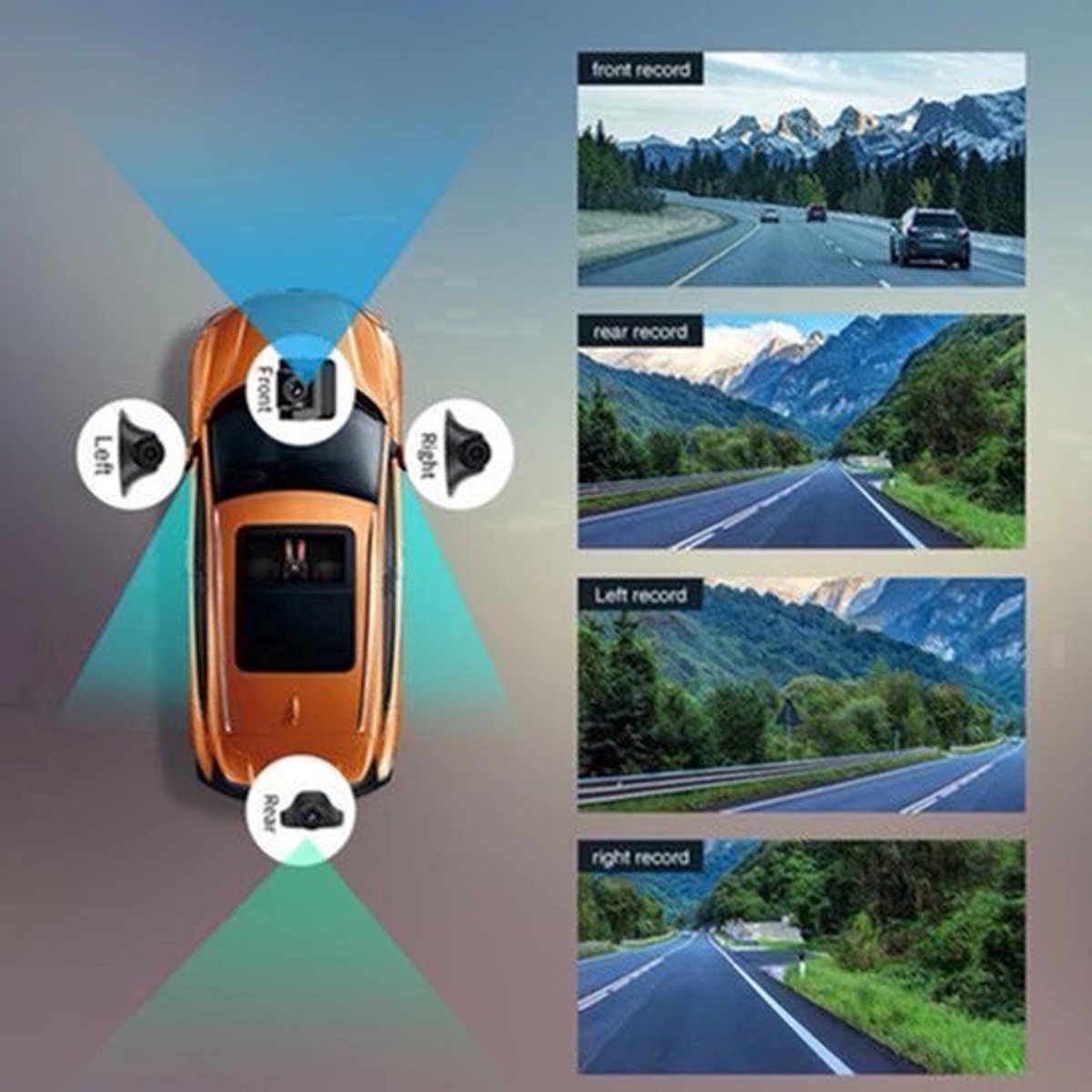 Dashcam voor Auto - 10.26" 4G Android 9 Dashcam - 360° Panoramisch Beeld - GPS Navigatie - 4G Camera - ADAS Rijhulp - WiFi - Parkeermodus - G-Sensor - Loop Recording - Zwart