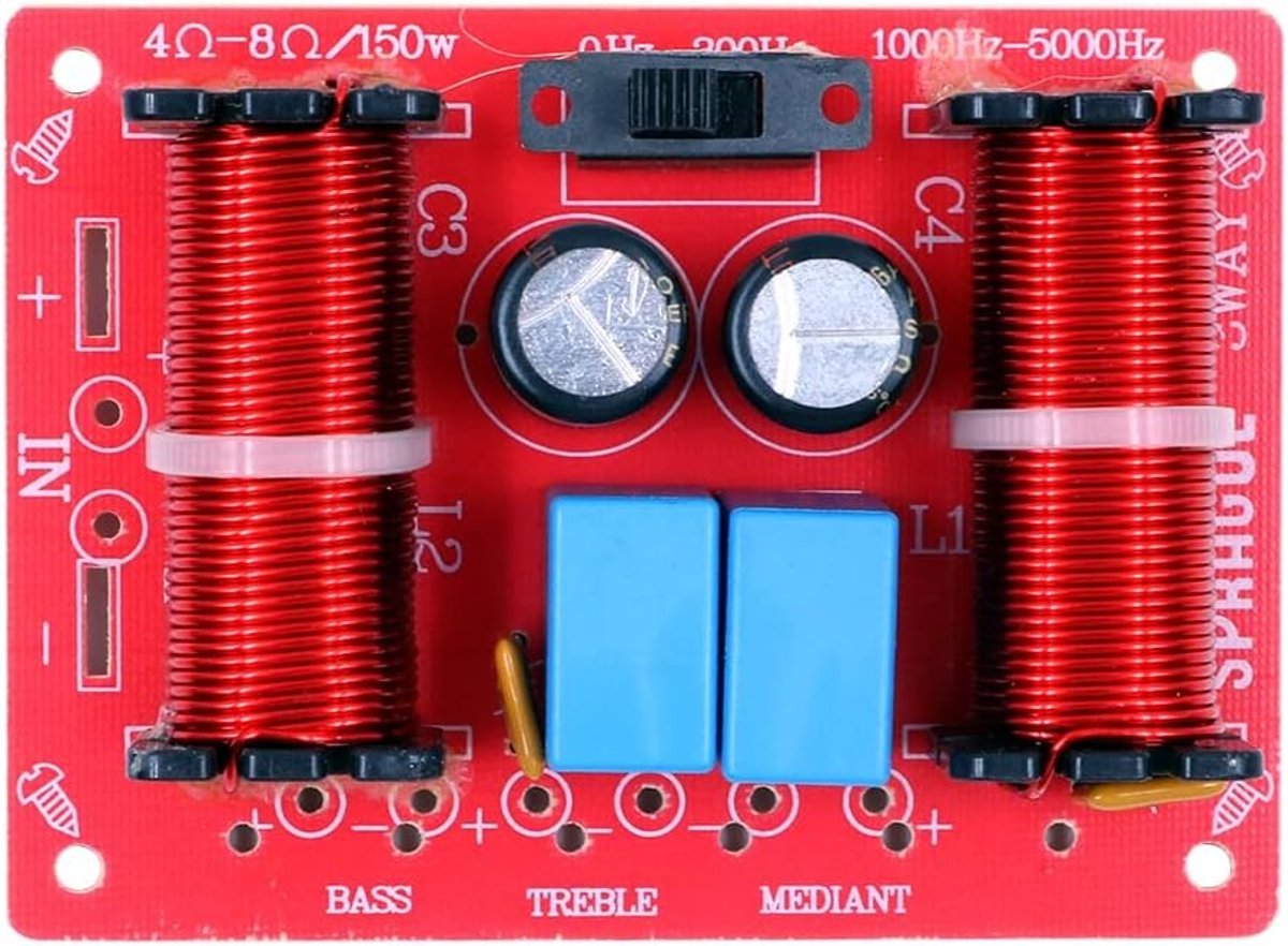 2 Stuks 150W 3-Weg Audio Speaker Frequentiedeler Module voor Treble, Midden en Bass Geluidssystemen