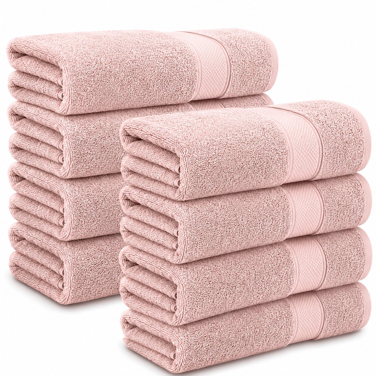 Komfortec 8x Handdoek 50x100 - 100% Katoen – Handdoekenset - Zacht - Roze