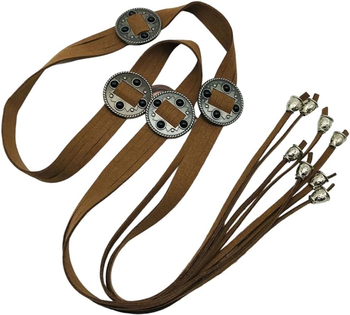 Bohemian Stijl Zwarte Middeleeuwse Accenten Retro Vintage Viking Leren Riem met Touw en Belletjes voor Ren Faire Jurken en Kostuums