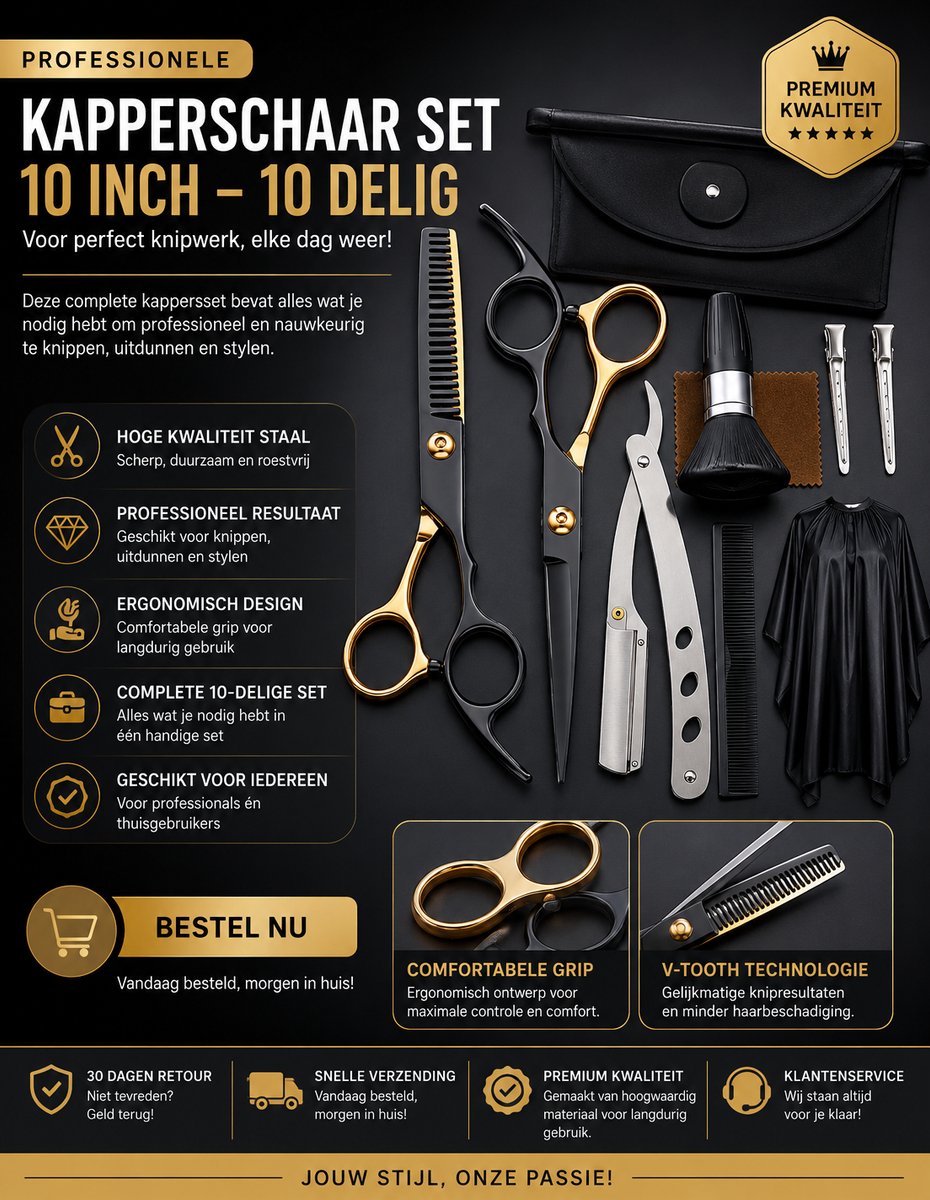 Kappersschaar Set 10 Inch Haar Knippen Schaar Dunner Schaar Haar Knippen Styling Tools Kapper Accessoires