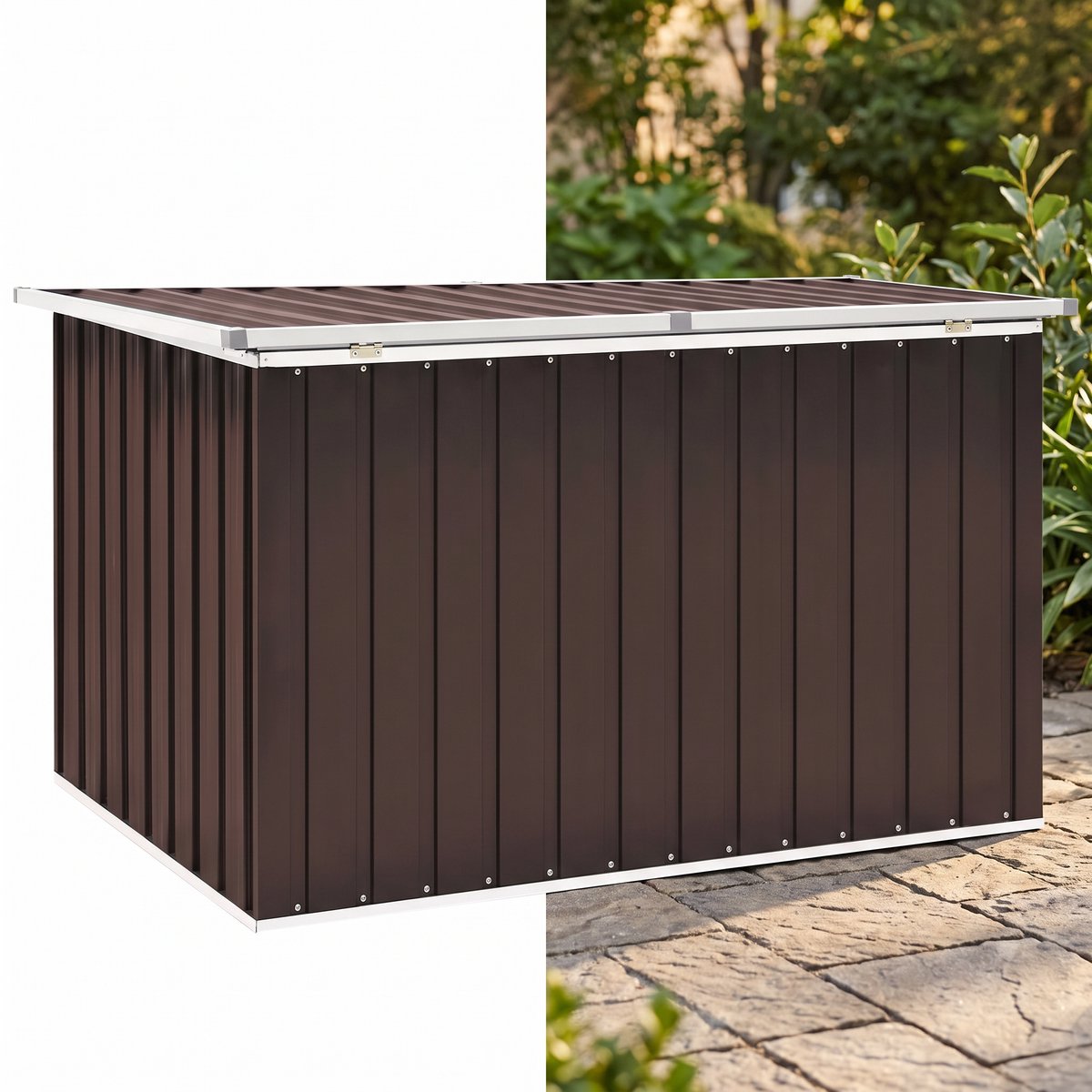 Tuinkist - Opbergbox voor buiten - Tuinbox - Opbergbox met kussen - weerbestendig - Teak