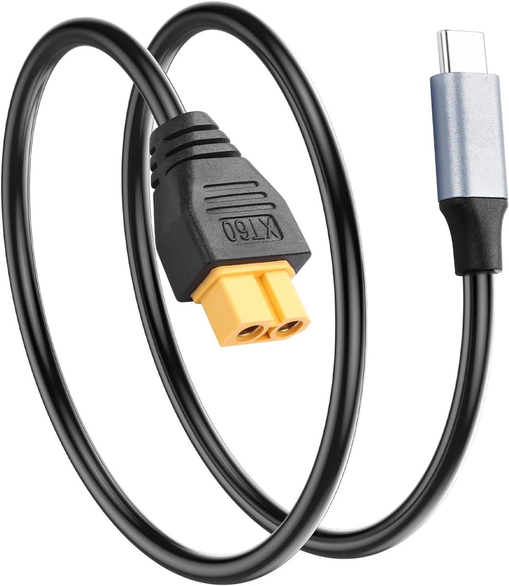 USB C naar XT60W 100W 20V/5A Voedingskabel voor Drones, Multicopters en Vliegtuigen - 0.5m, Snelle Oplading en Betrouwbare Verbinding