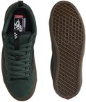 Boven- en onderaanzicht van een groene Vans Old Skool sneaker met donkerbruine zool. Vans-logo op de binnenzool.