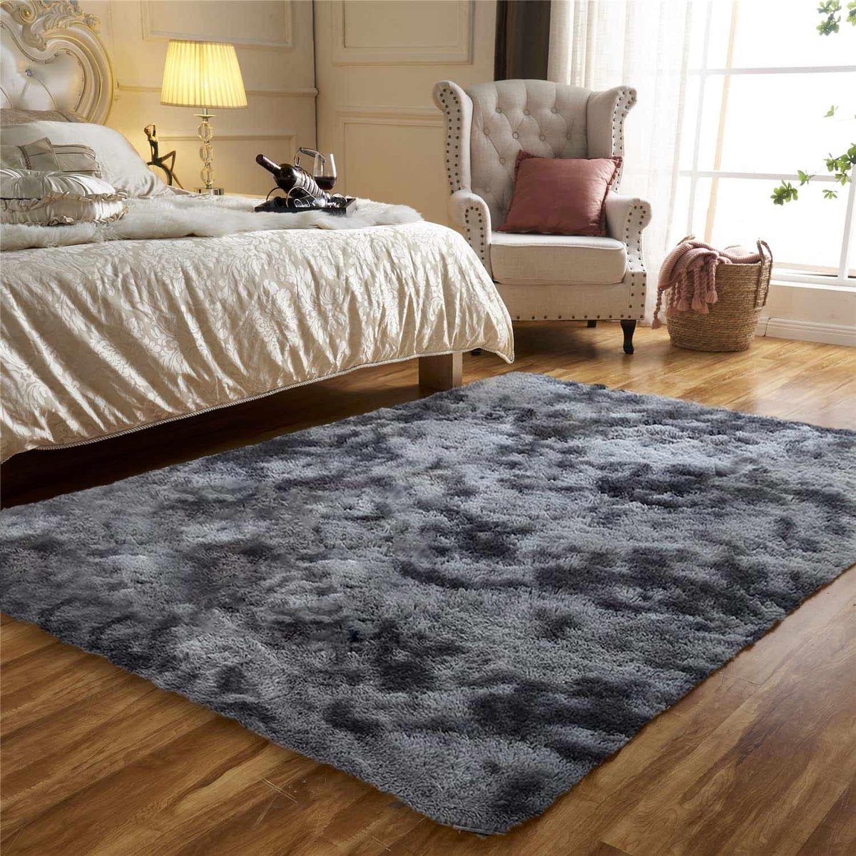 Vloerkleed - 80 x 120 cm - Polyester - Modern - Zwart en Grijs