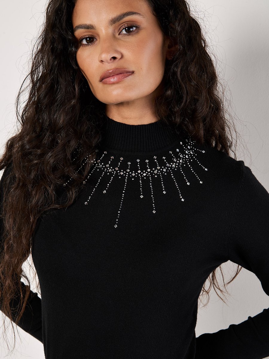 Rhinestone Gem Embellished Jumper