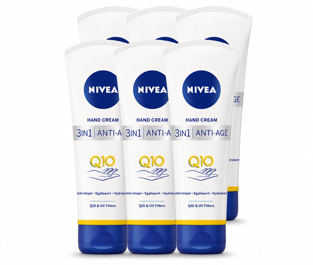 6 x NIVEA - Handcrème - 3-in-1 Q10 Anti-Veroudering - Anti-rimpel - Egaliseert - Hydrateert - 100 ml - Voordeelverpakking - 6 stuks