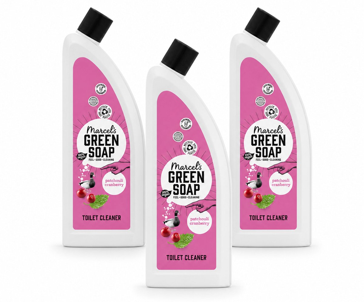 3 x Marcel's Green Soap - Toiletreiniger - Patchouli & Cranberry - Krachtige frisheid - Bulkverpakking - 3 stuks