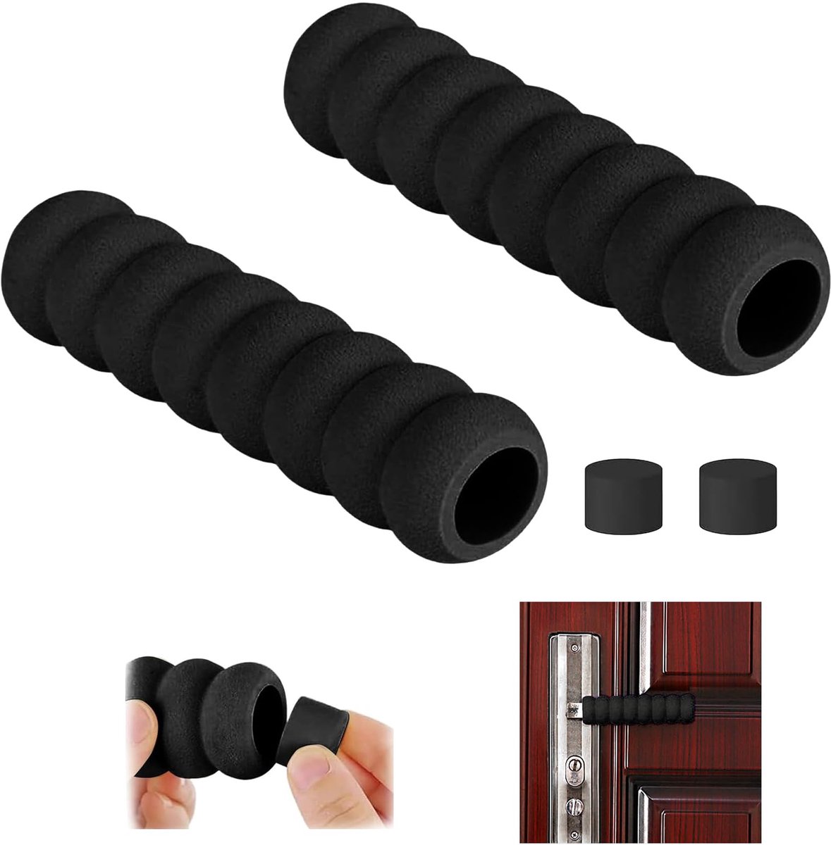 2 Stuks Deurklinkbuffers - Antistatisch & Elastisch - Voor Muurbescherming & Kinderbeveiliging - Zwart