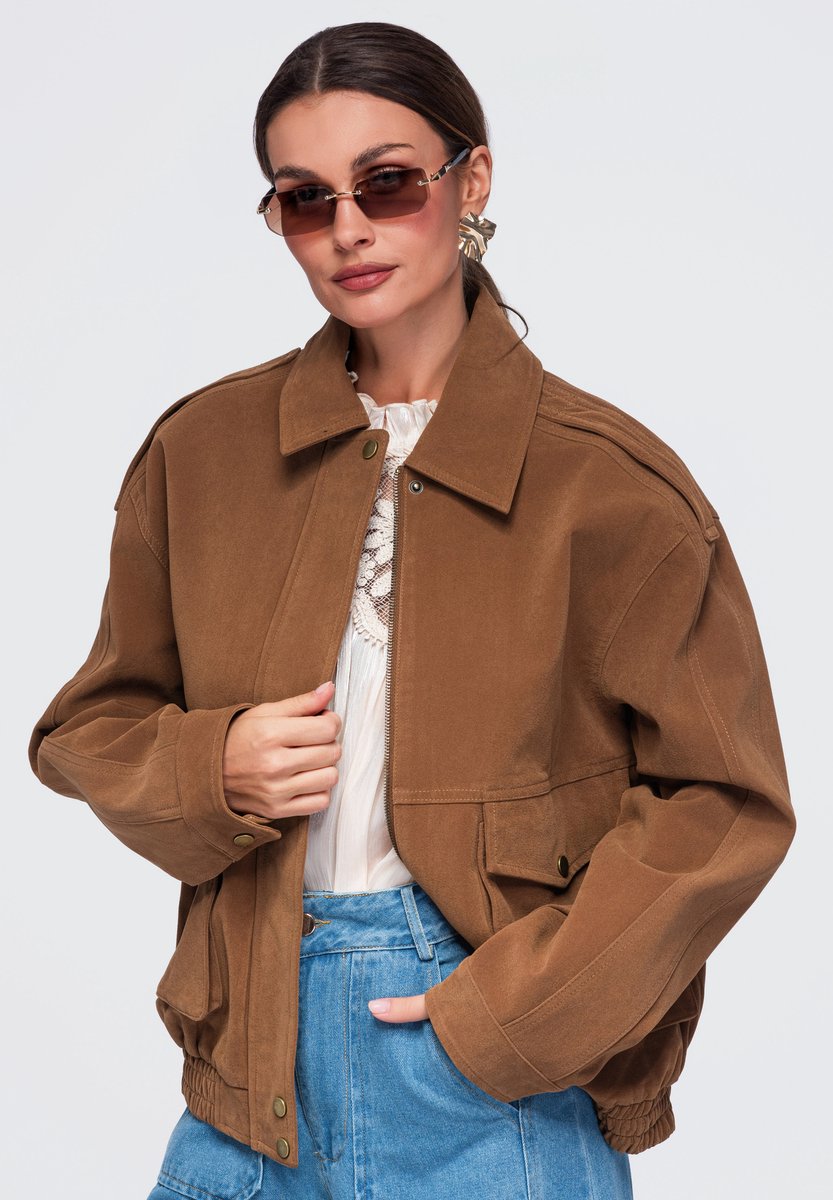 OMBRE Jas - Lange Mouw - Rits - Effen Kameel M/L