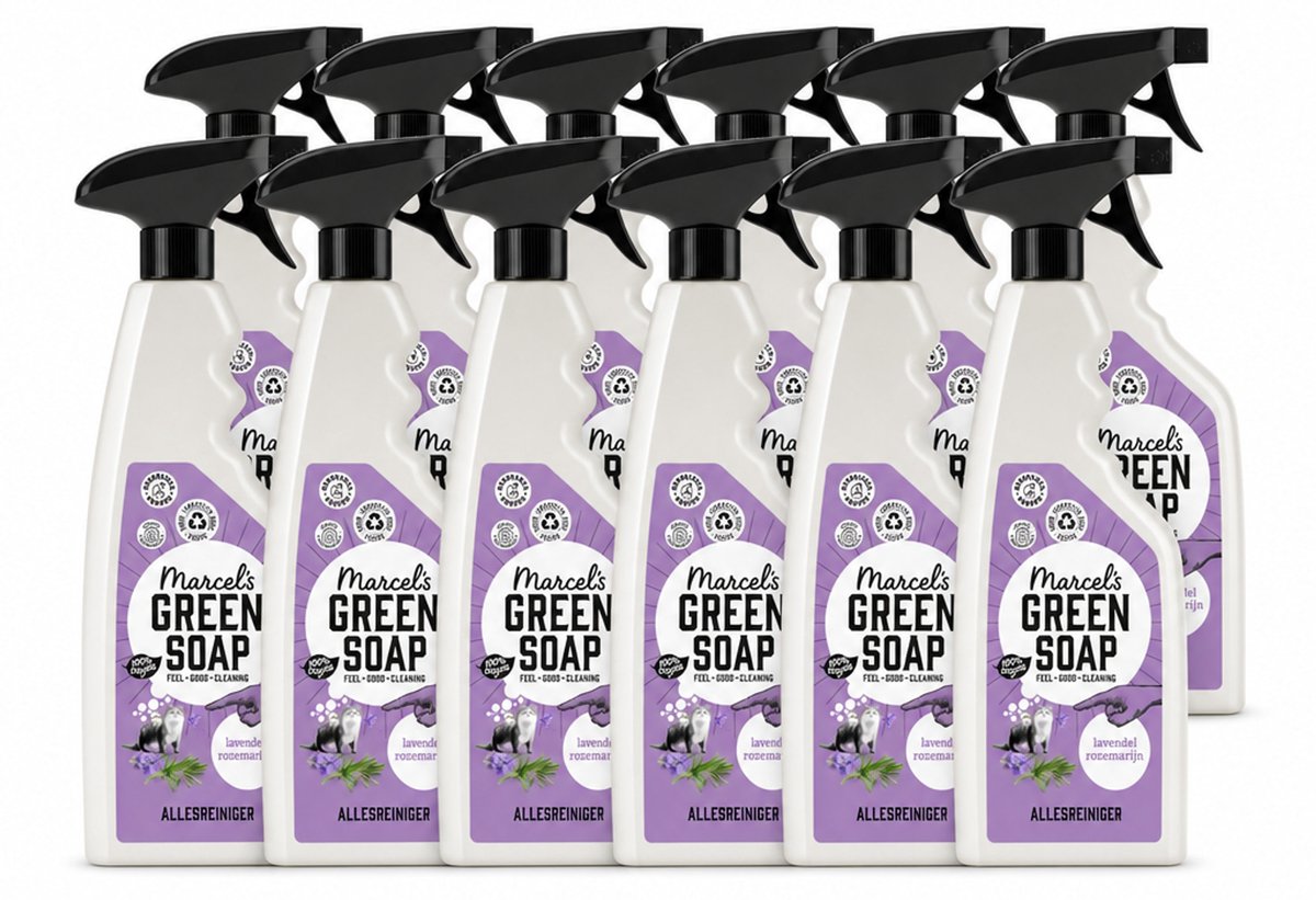 12 x Marcel’s Green Soap – Allesreiniger Spray – Lavendel & Rozemarijn – 500 ml - Voordeelverpakking - 12 stuks