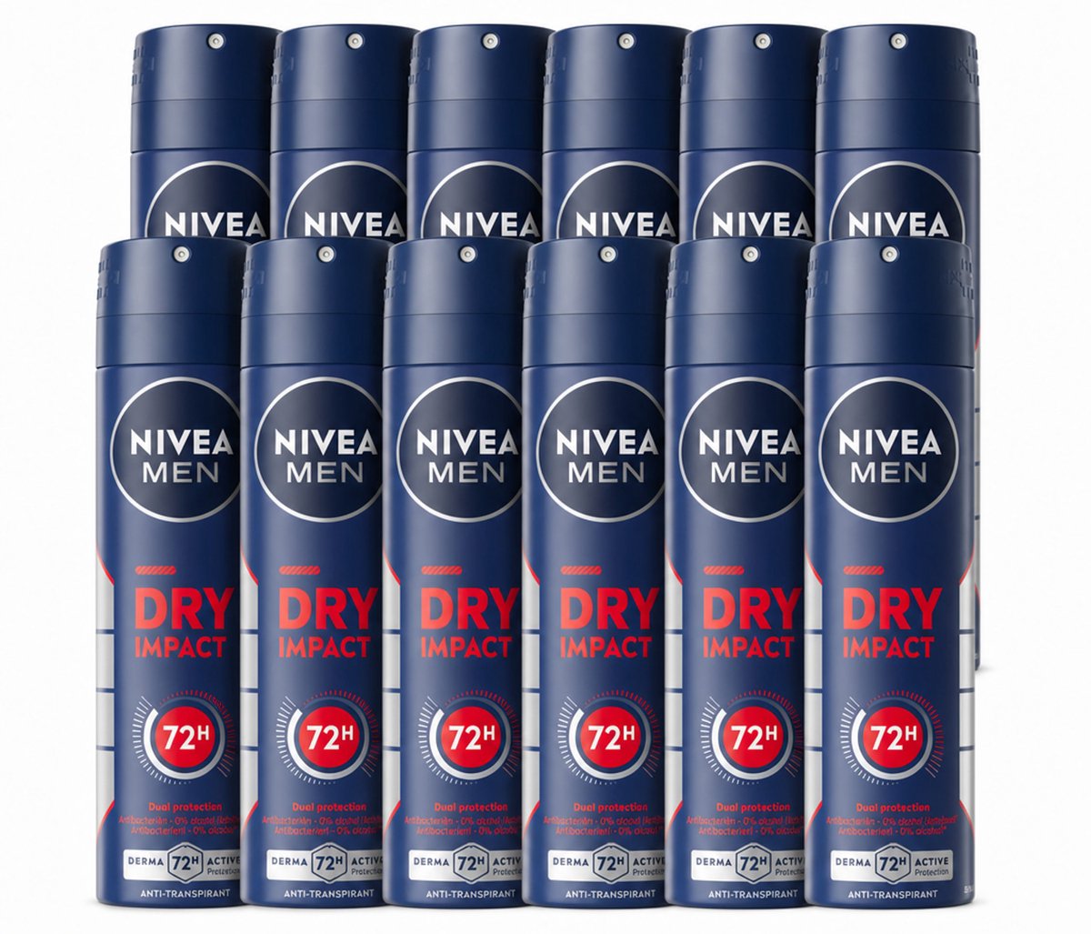 12 x NIVEA MEN - Deodorant Spray - Dry Impact - 150 ml - Voordeelverpakking - 12 stuks