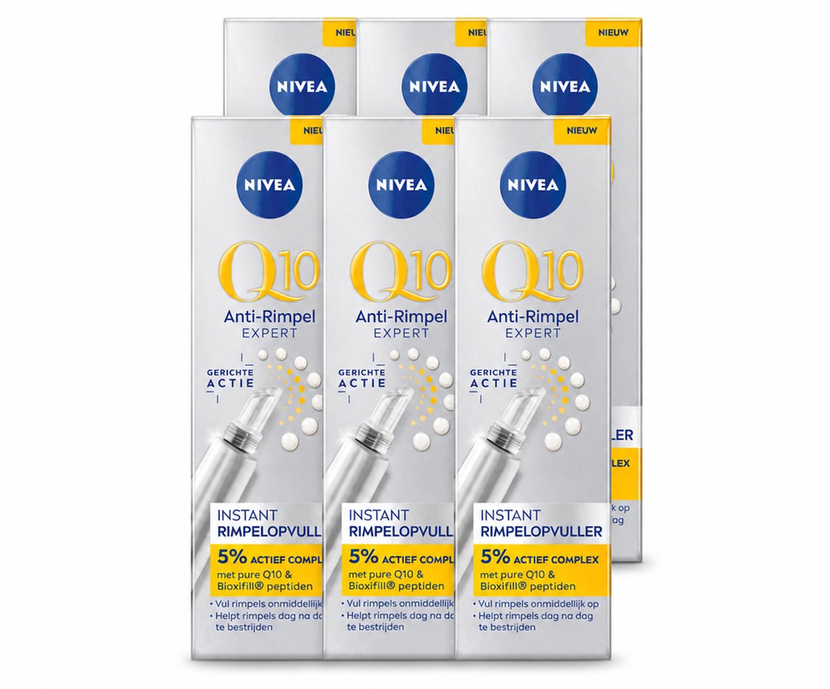 6 x NIVEA - Oogserum - Q10 Anti-Rimpel Expert - Rimpelopvuller - Voor rijpe huid - Met Q10 - 15 ml - Voordeelverpakking - 6 stuks