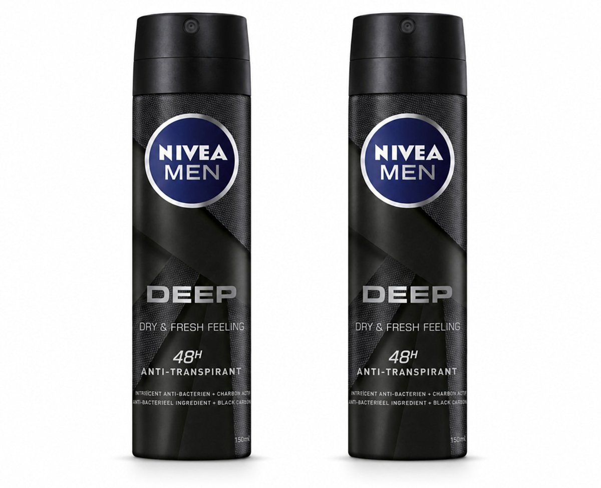 2 x NIVEA MEN – Deodorant spray – Deep – 150 ml - Bulkverpakking - 2 stuks