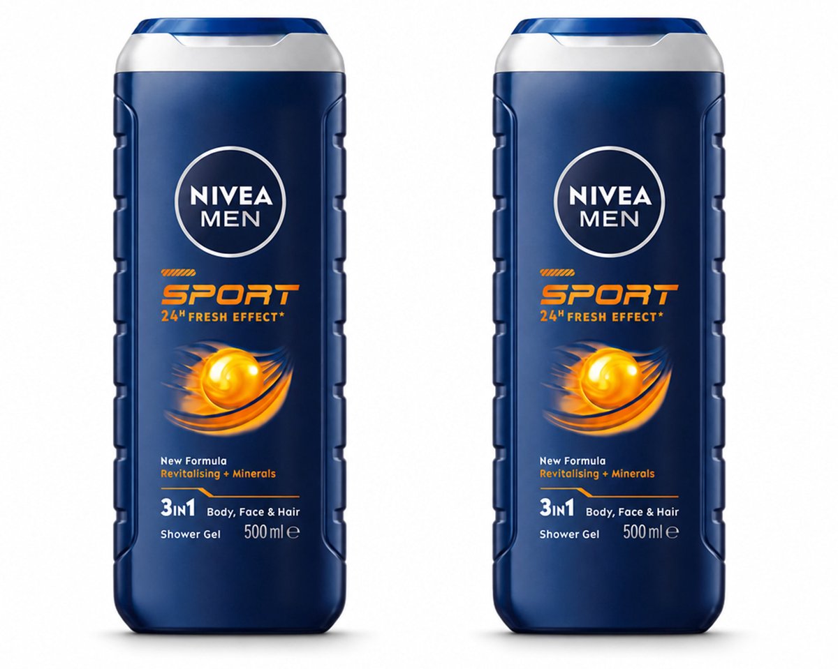 2 x NIVEA MEN - Douchegel - Sport - 500 ml - Bulkverpakking - 2 stuks