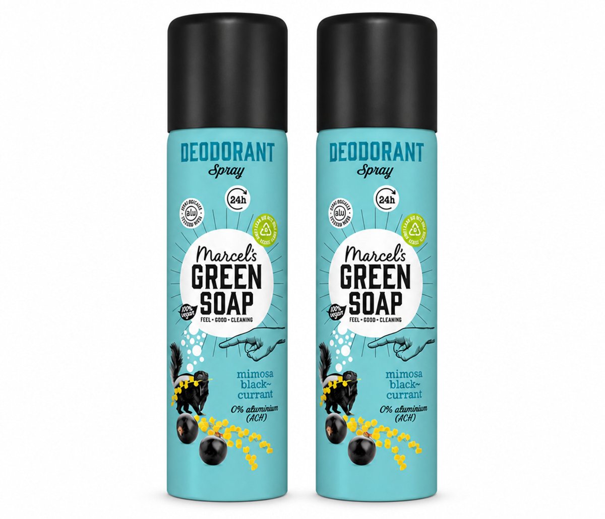 2 x Marcel's Green Soap - Deodorant Spray - Mimosa & Blackcurrant - Langdurige frisheid - 150 ml - Voordeelverpakking - 2 stuks