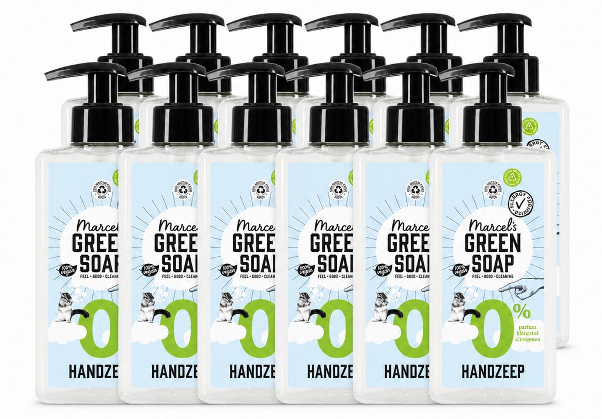 12 x Marcel's Green Soap - Handzeep 0% - Zachte verzorging - 250 ml - Voordeelverpakking - 12 stuks