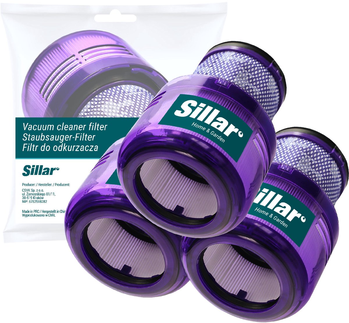 Sillar Set 3 stofzuigerfilters – wasbaar - vervangingsfilter geschikt voor Dyson V11 Absolute Pro SV14 Animal Total Clean V15 - vervangt 970013-02