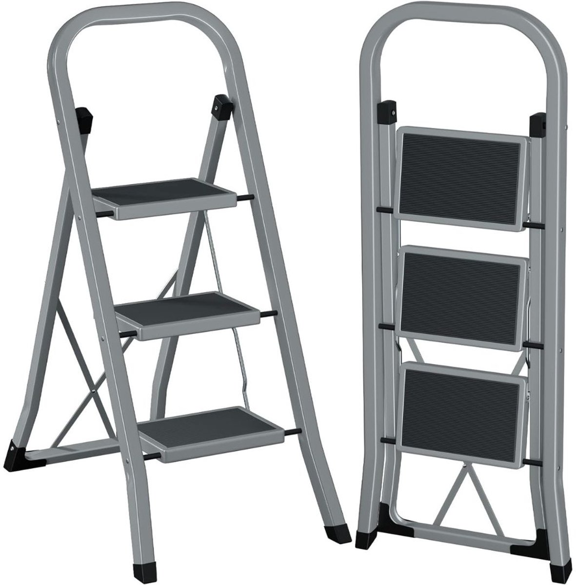 DailySupplies® Huishoudtrap 3 Treden - Keukentrap Inklapbaar - Opstapje - 46x116 - Zwart