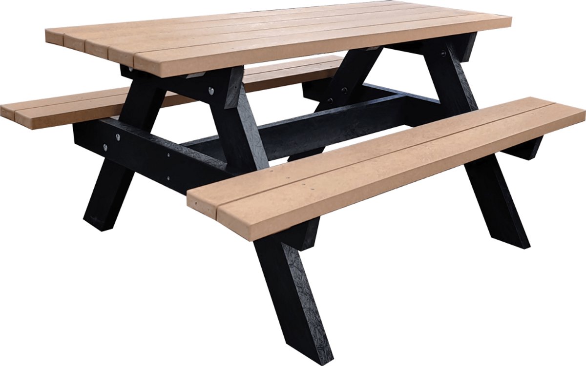 Picknicktafel Ibiza Kunststof 180 cm – 6 Personen – Gerecycled Kunststof – Beige – Onderhoudsvrij & Weerbestendig
