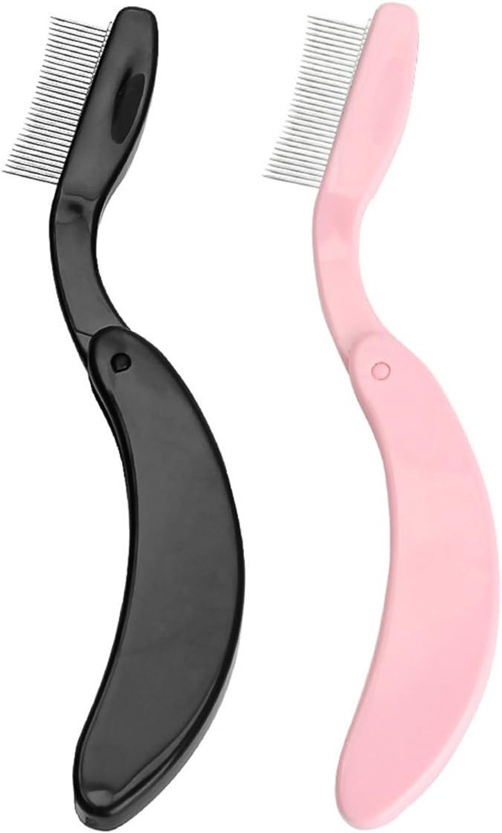 2 Stuks Vouwbare Wimperkam en Separator - Precisie Wimperverzorging en Toepassing met Borstel en Applicator voor Wenkbrauw Mascara