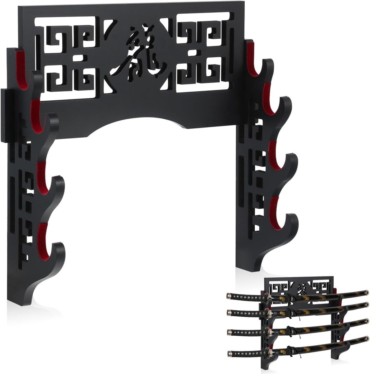 Zwaardhouder - Zwart - 40 x 36 cm - Massief Karton Wandmontage Displaystandaard - Voor Katana en Samoeraizwaarden