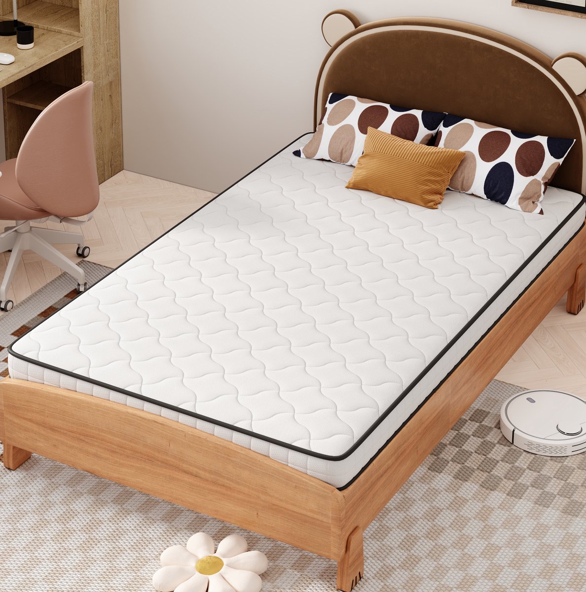 MODFU - Binnenveringmatras - Ergonomisch - H3 - 90 X 200 Cm - 12 Cm - Wit