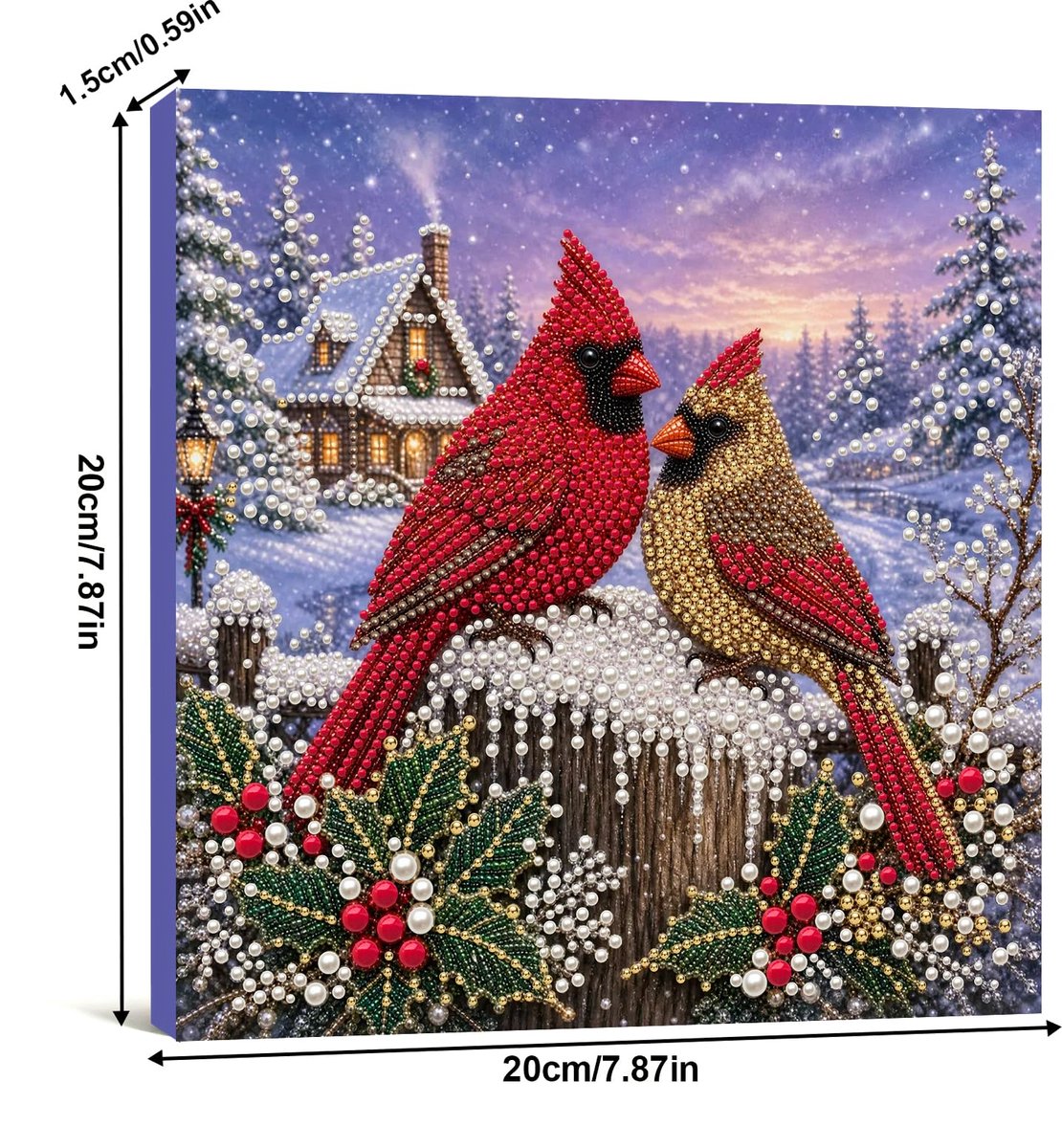 Casalora DIY Parel Diamond Painting Kerst Kardinalen D - Creatieve Hobby voor Volwassenen - 20X20cm