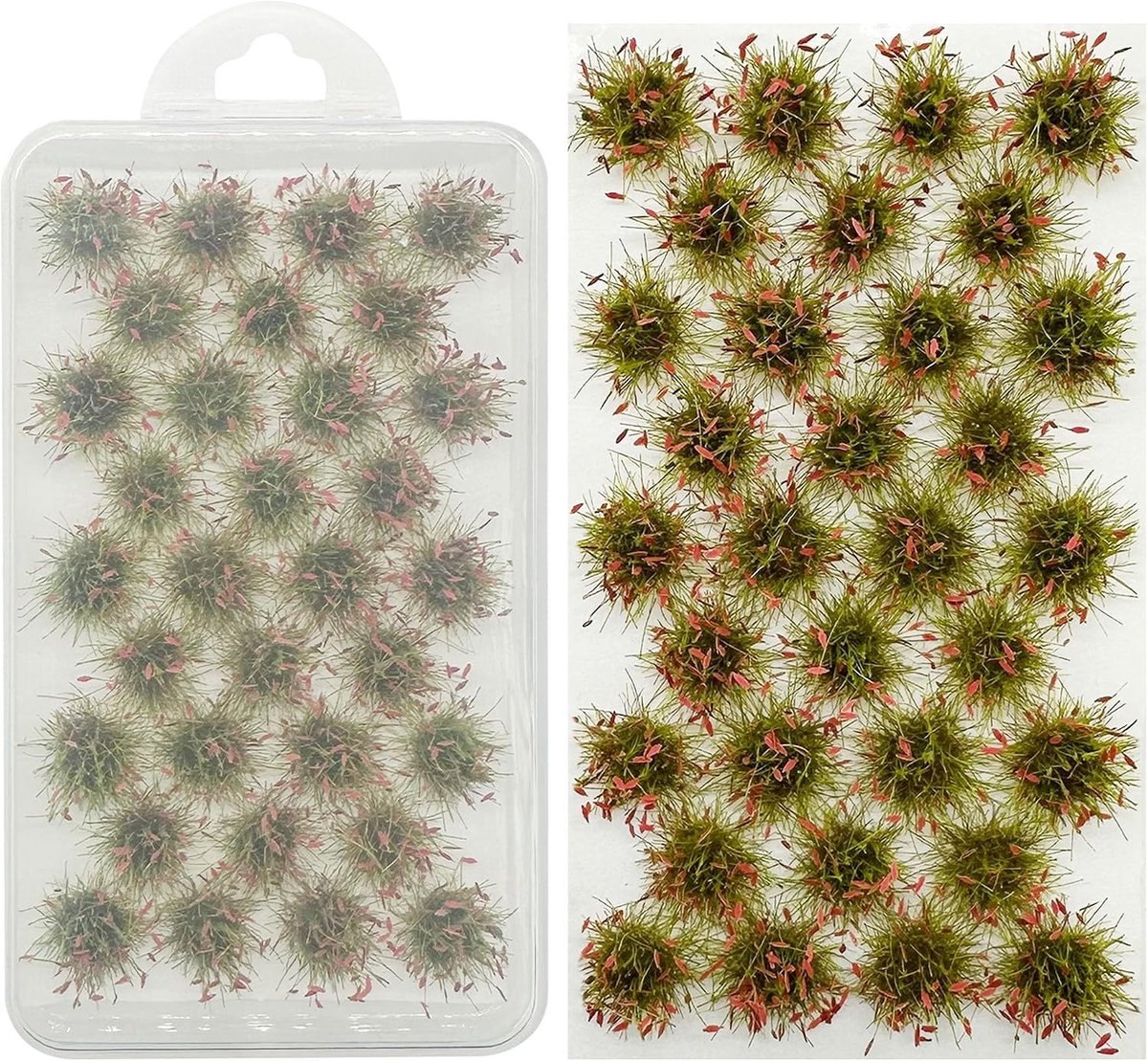 32 Stuks Miniatuur Grasclusters, Rode Statistische Graspluizen voor Modelbouw, Landschap en Spoorwegdecoratie