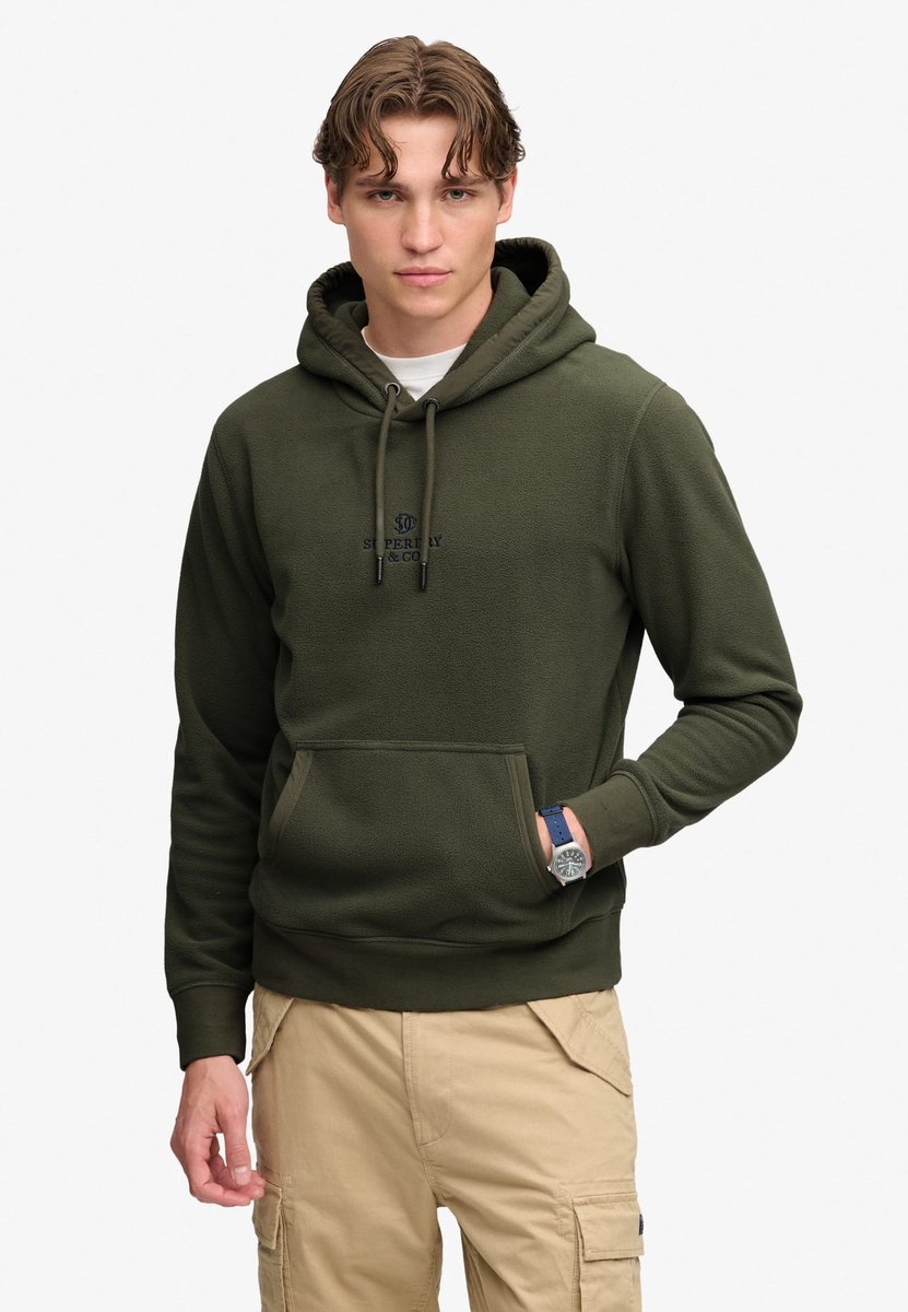 Superdry Micro Logo Fleece Hoodie Heren Hoodies Groen