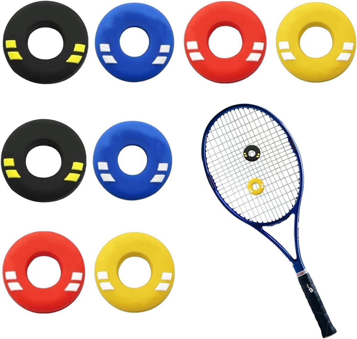 8 Stuks Tennisracket Schokdempers - Multicolor Silicone Demper voor Tennisrackets en Sportaccessoires