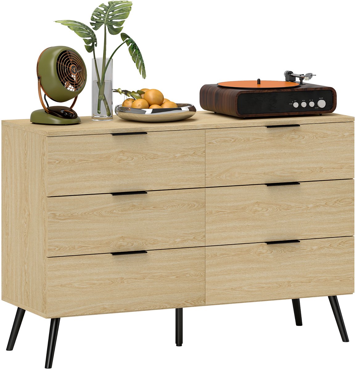 HOMCOM Ladekast - Spaanplaat - 110x40x75cm - Eikenhout