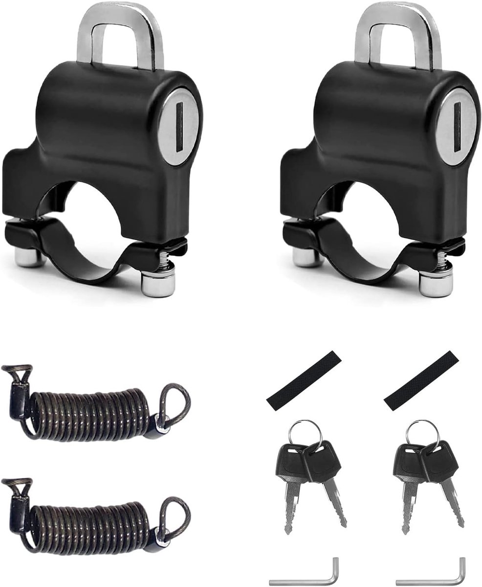 Motorhelmslot - Zwart - 2 Stuks - Veiligheidsslot met Herinneringstouw - Voor Motoren en Fietsen