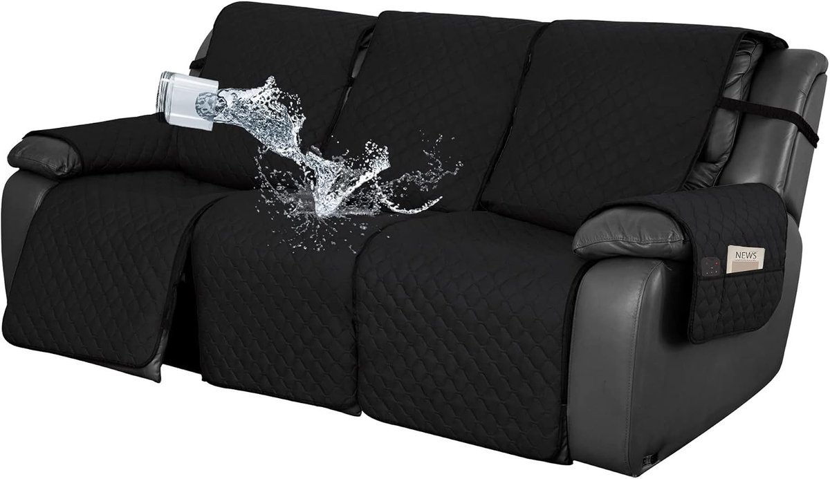 Fauteuilhoes - Zwart/Beige - 1-delige Omkeerbare Bankhoes - Waterdichte Wasbare Meubelbeschermer - Voor Huisdieren en Kinderen
