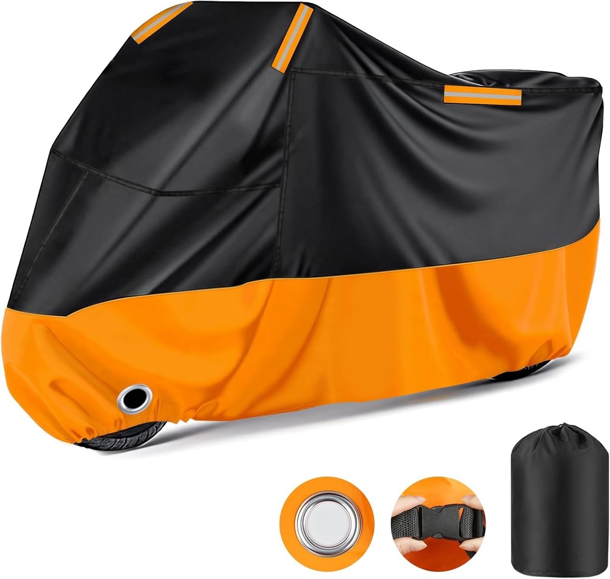 Motorhoes voor Outdoor - Zwart-oranje - 245 x 105 x 125 cm - Waterdichte en UV-beschermende Stof - Voor Scooters en Bromfietsen
