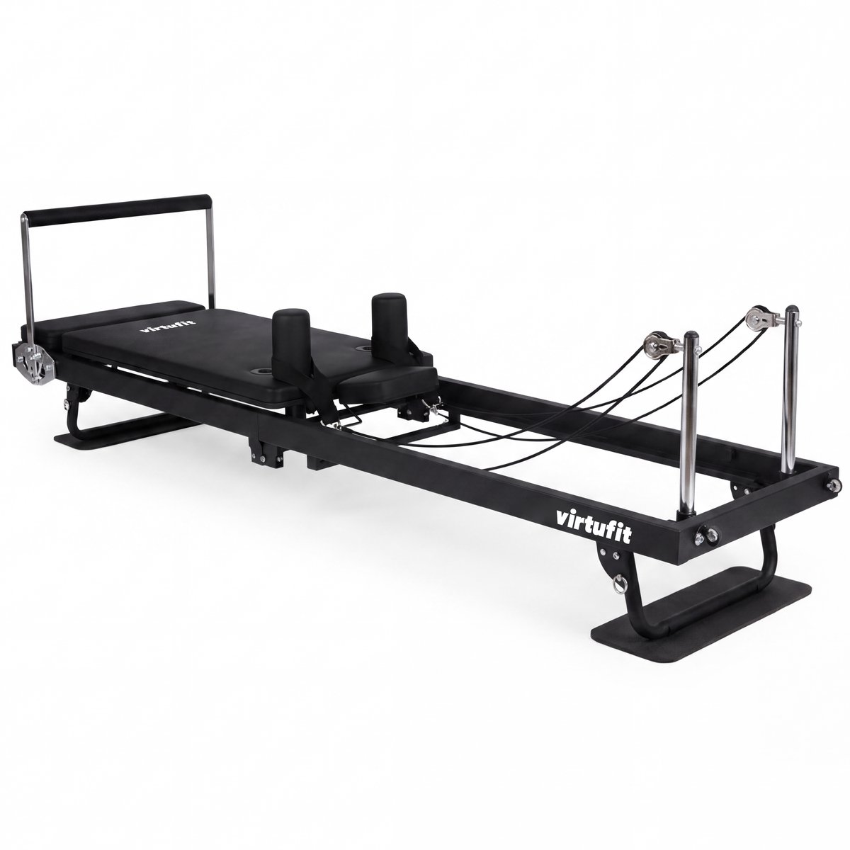 VirtuFit Pilates Reformer - Inklapbaar - Compacte Pilates Bank voor Thuis - Inclusief Lussen & Handgrepen - Zwart