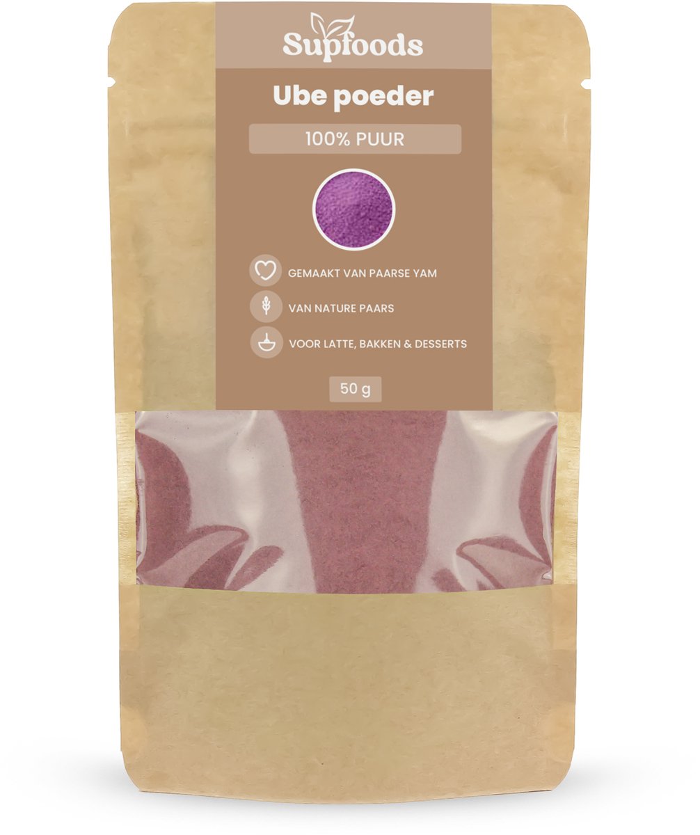 Ube poeder 100% puur - 50 g - Filipijnse paarse yam (Dioscorea alata) - Ongezoet - Voor latte en bakken