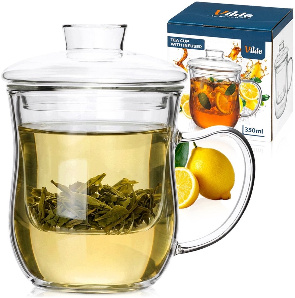 Glazen Theemok met Infuser en Deksel - 350 ml