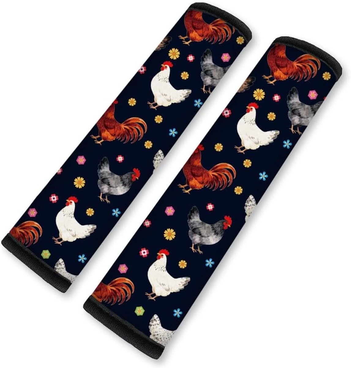 Zachte Autogordel Beschermers met Kippenbloem Motief, Comfortabele Schouderpads voor Alle Gordels en Rugzakbanden, 11 x 18.5 cm, Ideaal voor Kinderen en Volwassenen