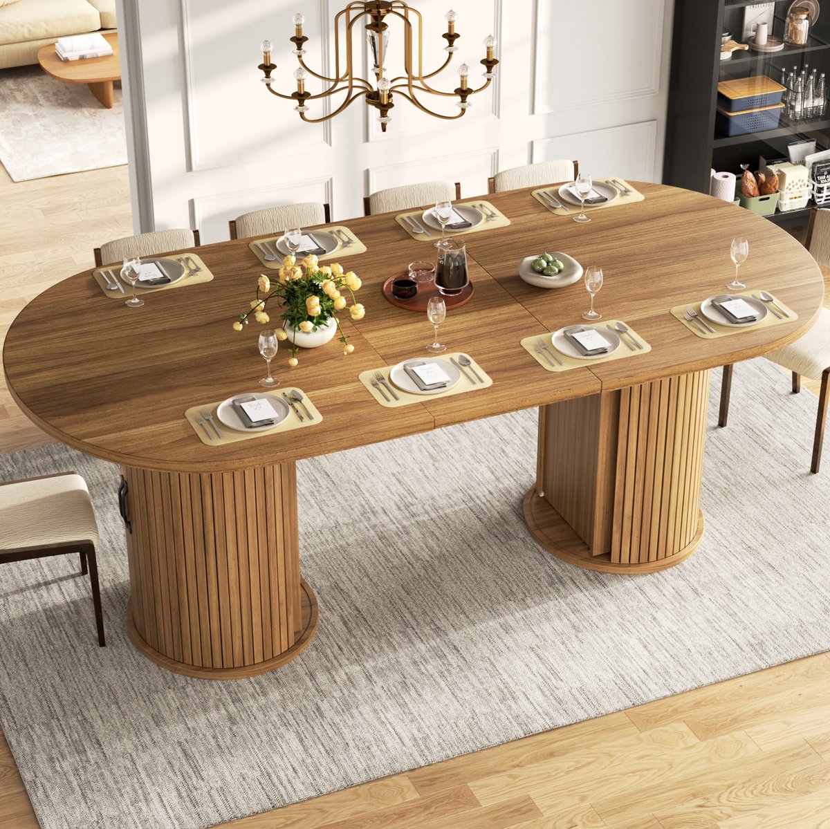 MODENUIT Eettafel - Uitschuifbaar Met Verborgen Opbergvak - Keuken En Woonkamer - MDF - Donkerbruin - 150-190 Cm