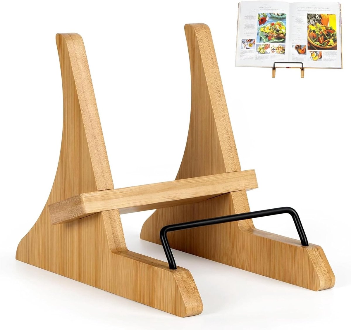 Houten Boekstand voor Kookboeken, iPads en Tijdschriften - Ideaal voor Bed, Keuken en Tafels