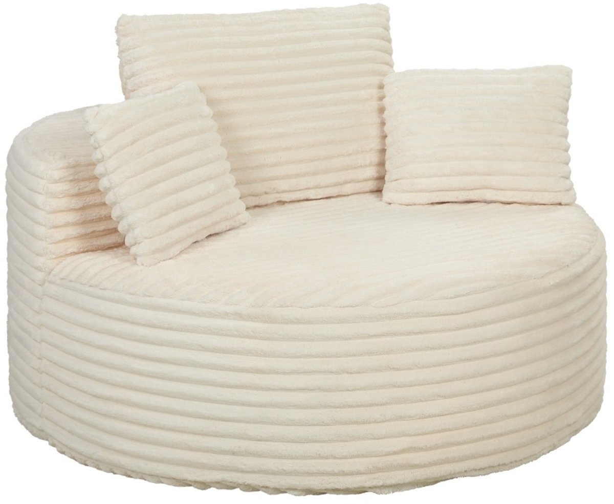 STILVORA Fauteuil - Extra Diepe Zitting 72 cm - Frameloos Volschuim Met 4 Kussens - Voor Leeshoek En Woonkamer - Cordstof Crèmewit