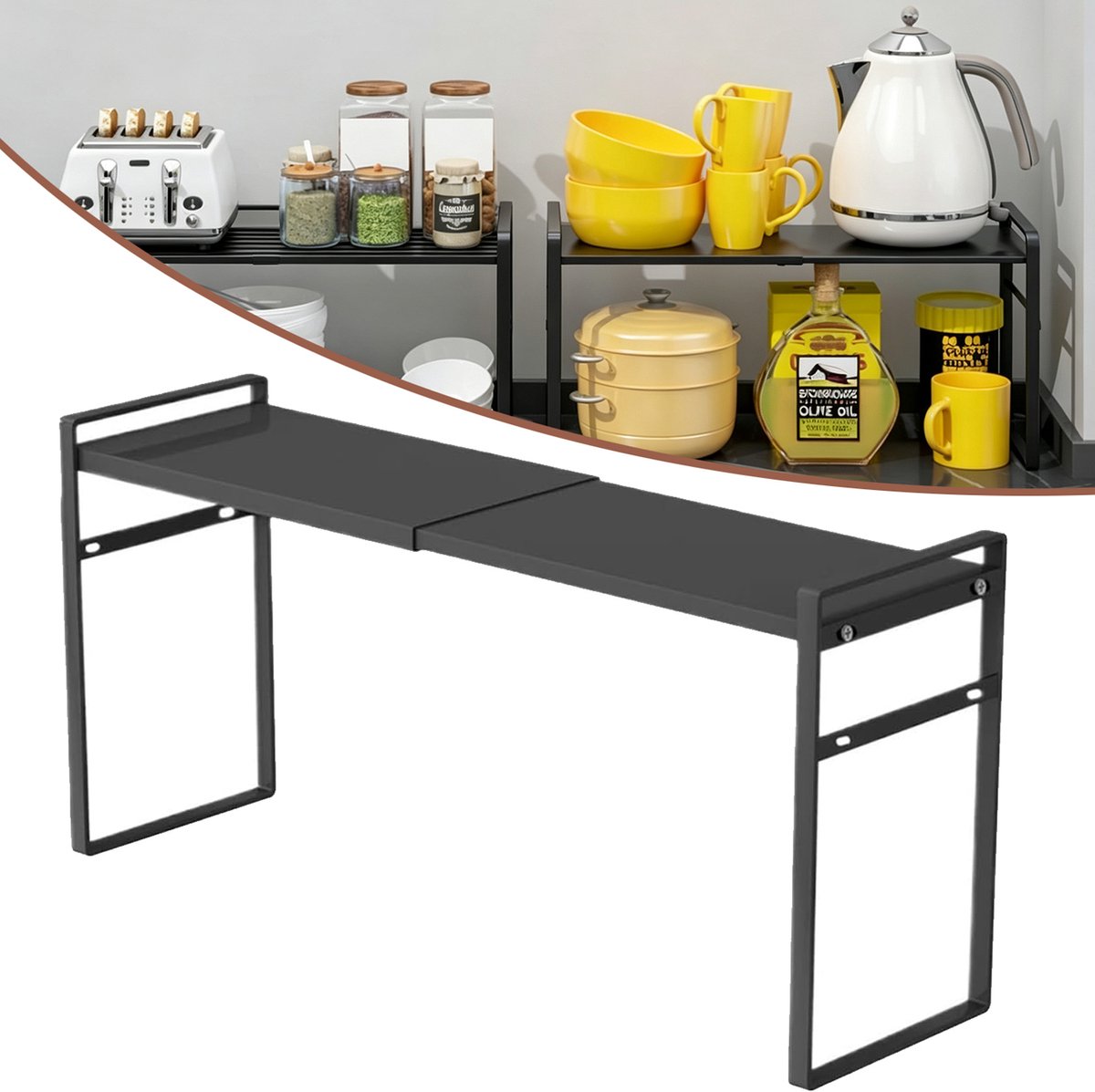 Uitschuifbare Kastorganizers - Keuken Opbergrek - Metalen Planken - Smalle Hoge Plank - In Hoogte Verstelbaar Kruidenrek