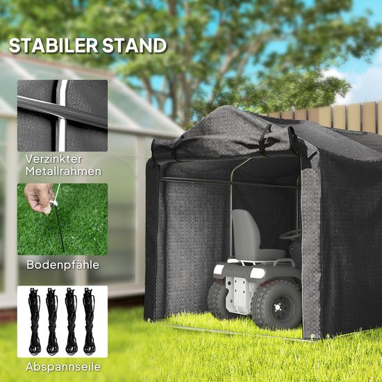 Outsunny Opbergtent voor tuin Metaal, PE 220L x 157B x 165H cm Zwart van Merkloos — afbeelding 3