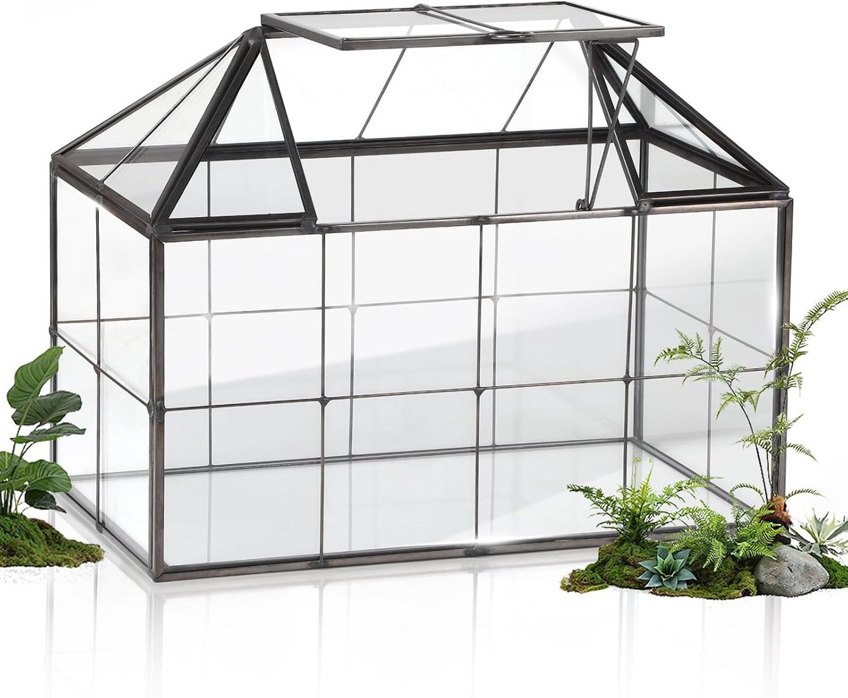 Mini Kweekkas voor Vensterbank van Glas 23.3 x 13.7 x 18 cm - Ideaal voor Planten, Tuinieren en Kweekprojecten