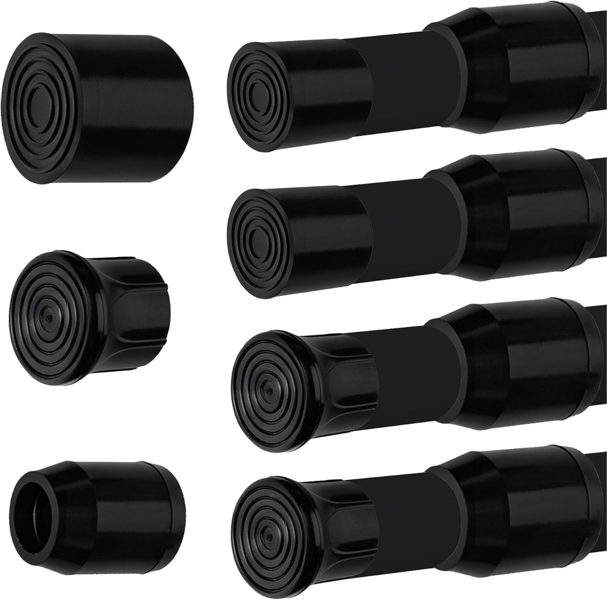 Set van 8 Rod End Caps voor Tension Rods - Antislip, Waterdicht en Corrosiebestendig, Geschikt voor 10-13mm Telecopische Stangen (Zwart)