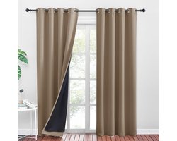 Volledige Blackout Gordijnen 140x200cm - Dubbele Thermische Isolatie, Warmte- en Koudebescherming, Cappuccino Kleur, 2 Stuks